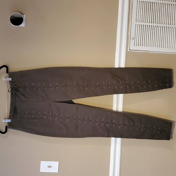 A.L.C Kingsly Lace Up Olive Green Skinny Pant Size 6 - Picture 4 of 8